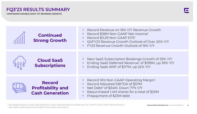 EXTR Stock FQ3'23 Results