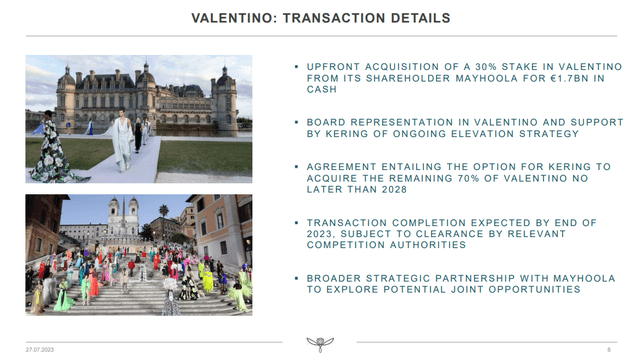 Kering Valentino transaction details